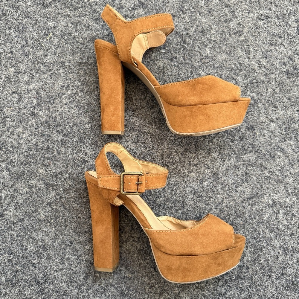 Candie's Baskin Platform Sandals Faux Suede Tan - Picture 2 of 14